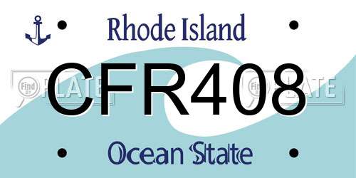 CFR408 Rhode Island License Plate