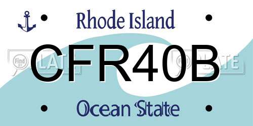 CFR40B Rhode Island License Plate