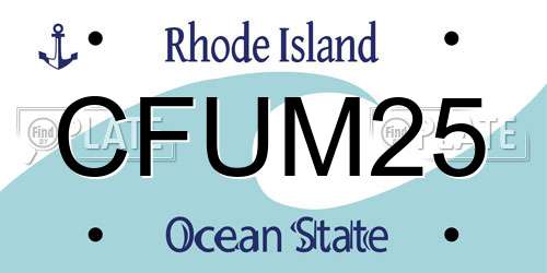 CFUM25 Rhode Island License Plate