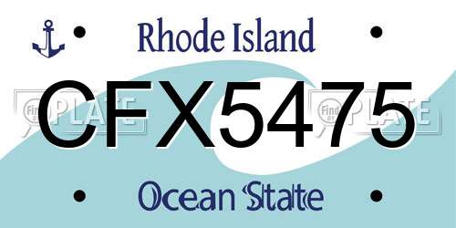 CFX5475 Rhode Island License Plate