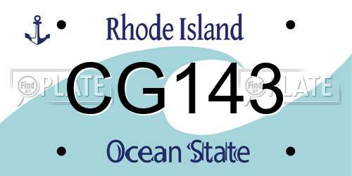 CG143 Rhode Island License Plate