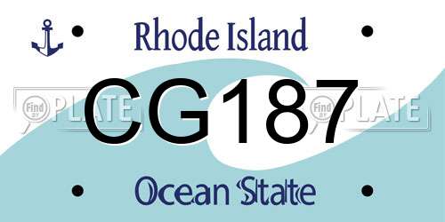 CG187 Rhode Island License Plate