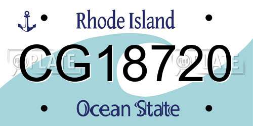 CG18720 Rhode Island License Plate