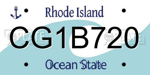 CG1B720 Rhode Island License Plate