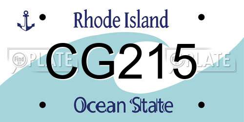 CG215 Rhode Island License Plate
