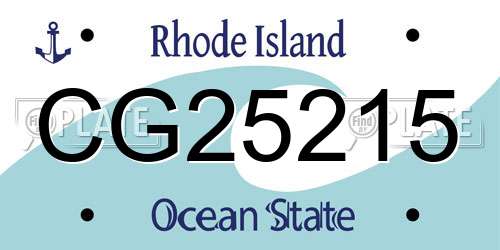 CG25215 Rhode Island License Plate