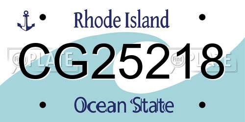 CG25218 Rhode Island License Plate