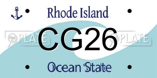 CG26 Rhode Island License Plate