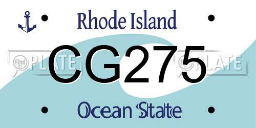 CG275 Rhode Island License Plate