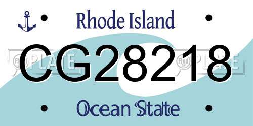 CG28218 Rhode Island License Plate