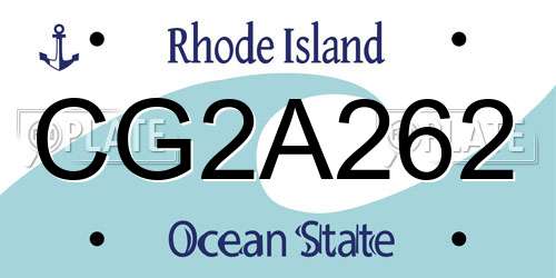 CG2A262 Rhode Island License Plate