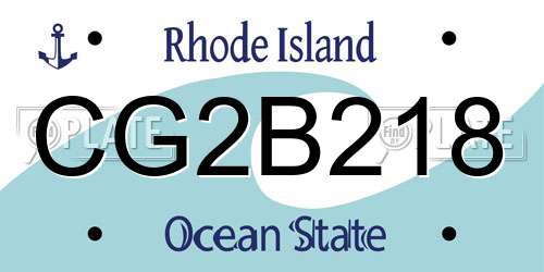 CG2B218 Rhode Island License Plate