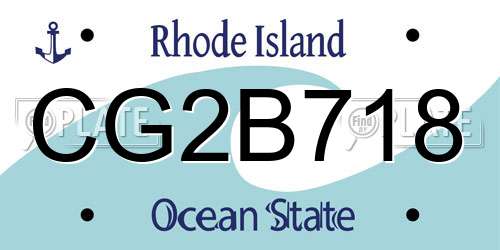 CG2B718 Rhode Island License Plate