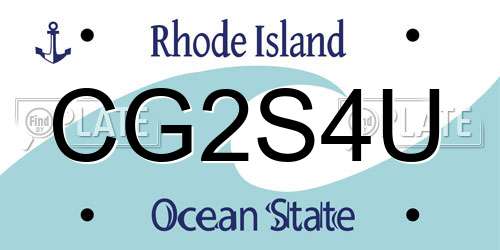 CG2S4U Rhode Island License Plate