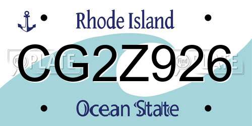 CG2Z926 Rhode Island License Plate