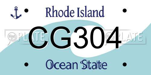 CG304 Rhode Island License Plate