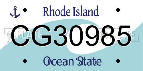CG30985 Rhode Island License Plate