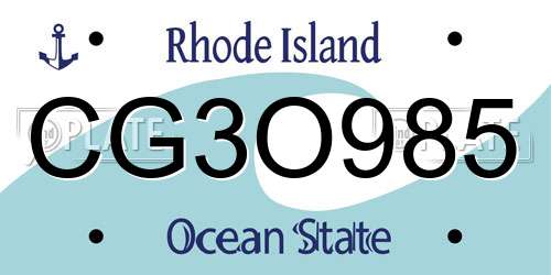 CG3O985 Rhode Island License Plate