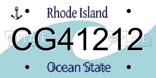 CG41212 Rhode Island License Plate