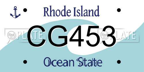 CG453 Rhode Island License Plate