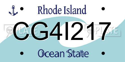 CG4I217 Rhode Island License Plate