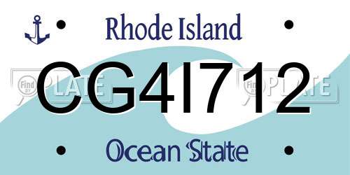 CG4I712 Rhode Island License Plate