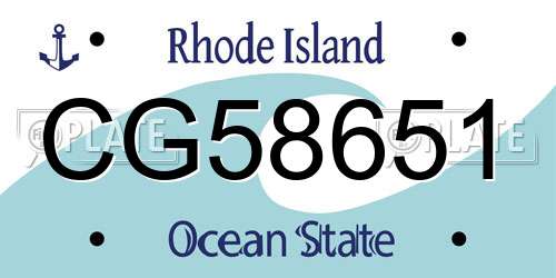 CG58651 Rhode Island License Plate