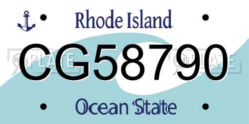CG58790 Rhode Island License Plate