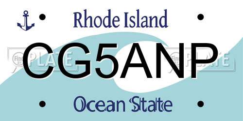 CG5ANP Rhode Island License Plate