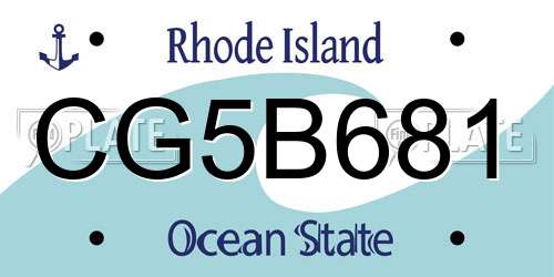 CG5B681 Rhode Island License Plate