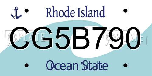 CG5B790 Rhode Island License Plate
