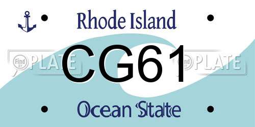 CG61 Rhode Island License Plate