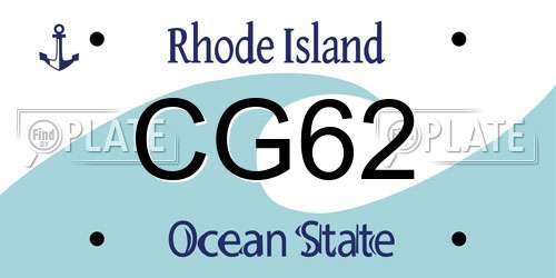 CG62 Rhode Island License Plate