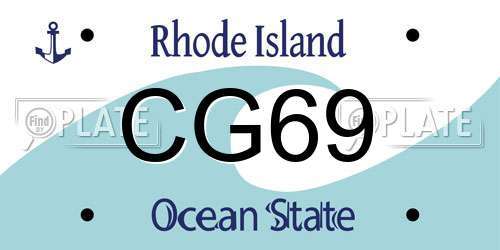 CG69 Rhode Island License Plate