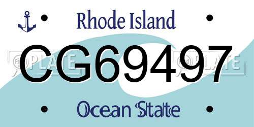 CG69497 Rhode Island License Plate