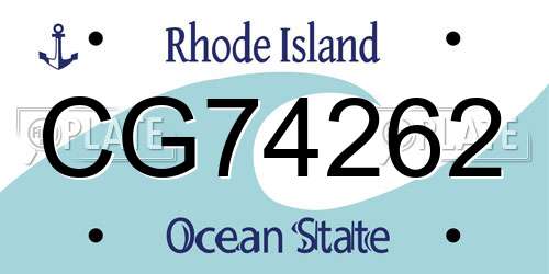 CG74262 Rhode Island License Plate