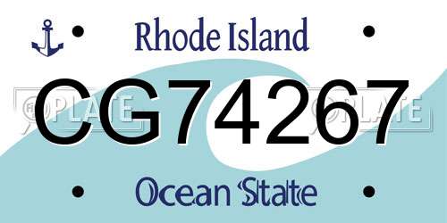 CG74267 Rhode Island License Plate