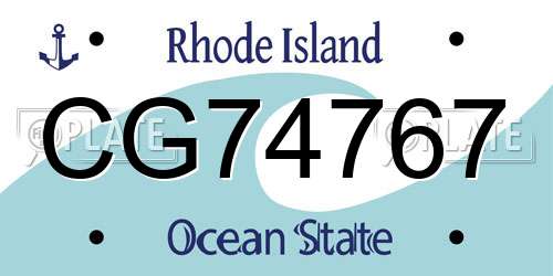 CG74767 Rhode Island License Plate