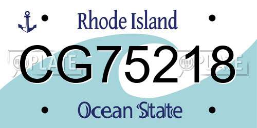 CG75218 Rhode Island License Plate