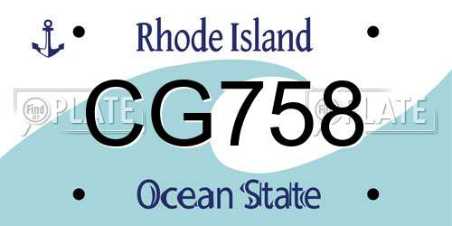 CG758 Rhode Island License Plate
