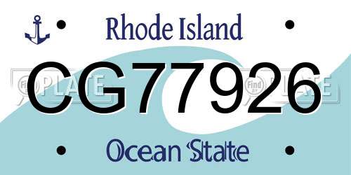 CG77926 Rhode Island License Plate