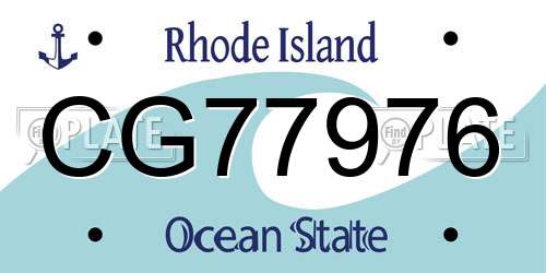 CG77976 Rhode Island License Plate