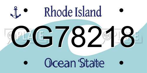 CG78218 Rhode Island License Plate