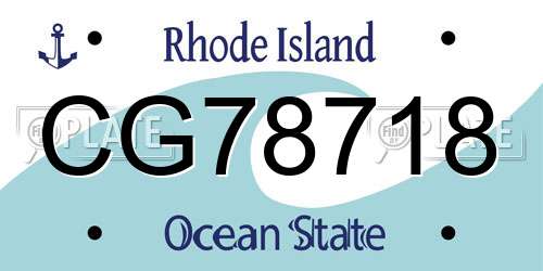 CG78718 Rhode Island License Plate