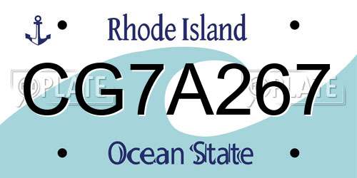 CG7A267 Rhode Island License Plate