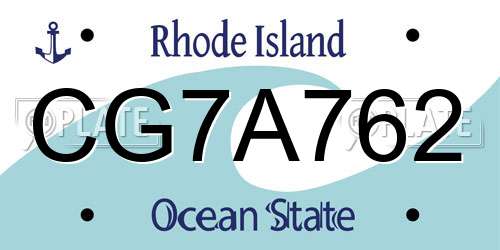 CG7A762 Rhode Island License Plate