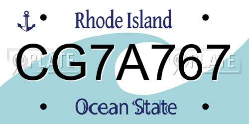 CG7A767 Rhode Island License Plate
