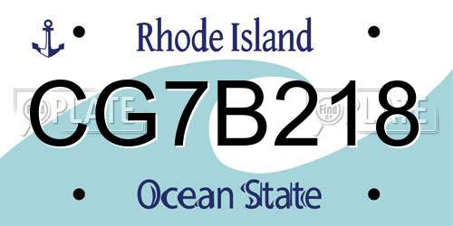 CG7B218 Rhode Island License Plate