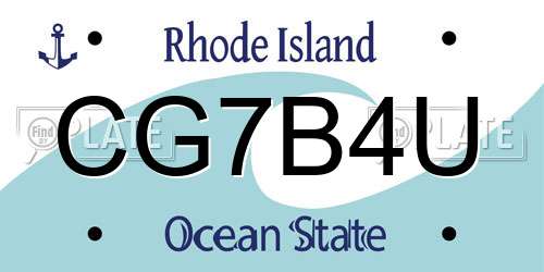 CG7B4U Rhode Island License Plate