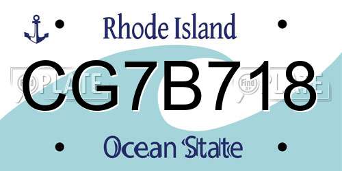 CG7B718 Rhode Island License Plate